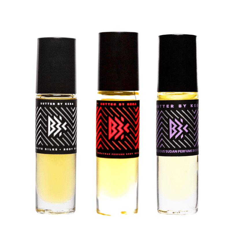 butterbykeba.com Perfume & Cologne Three Essentials Spiced Wood & Musk Perfume Oil Trio Trio Set Roll-on Perfume Oils | Woods 
